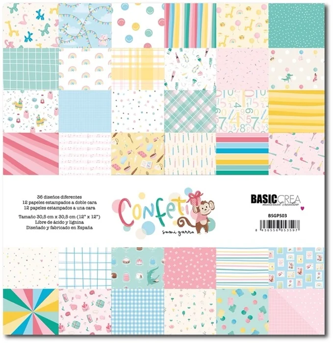 Bloc de papeles 12&Prime;x12&Prime; &laquo;Confeti&raquo; by Sami Garra