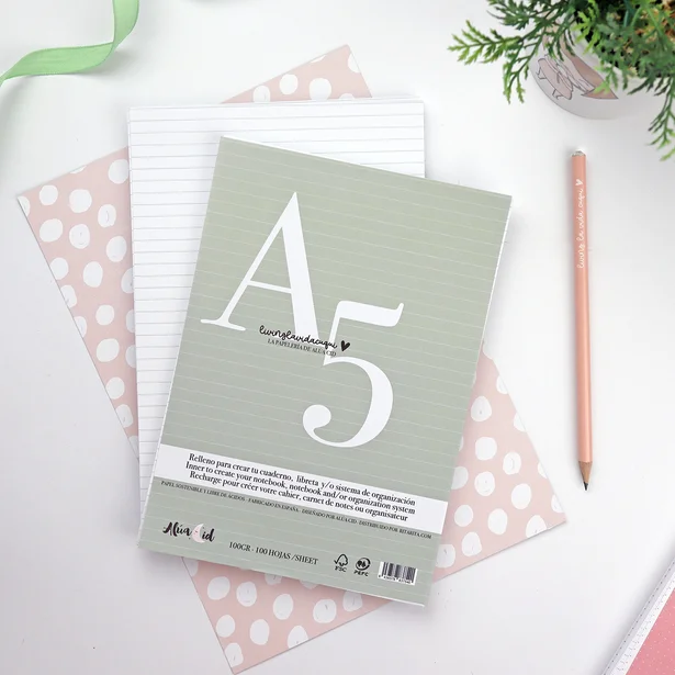 Relleno libreta A5 rayas, troqueladas para disco