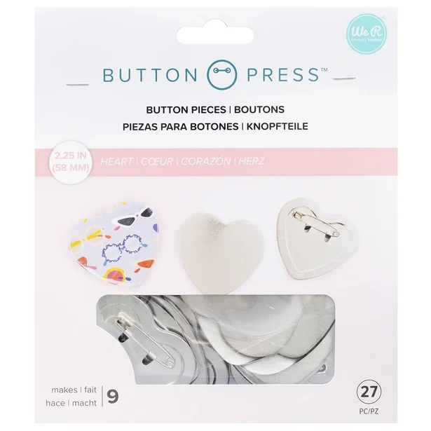 Button Press 58mm Heart Refill Pack