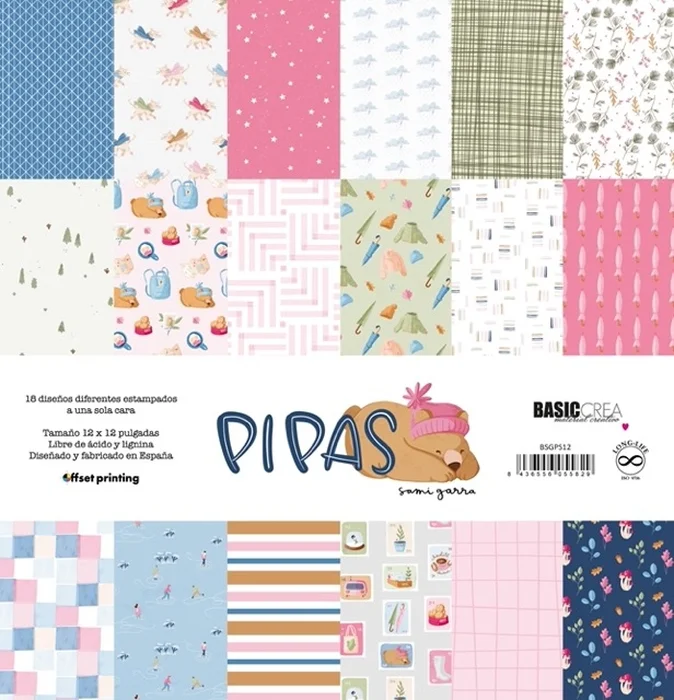 Bloc de papeles 12&Prime;x12&Prime; &laquo;Pipas&raquo; by Sami Garra