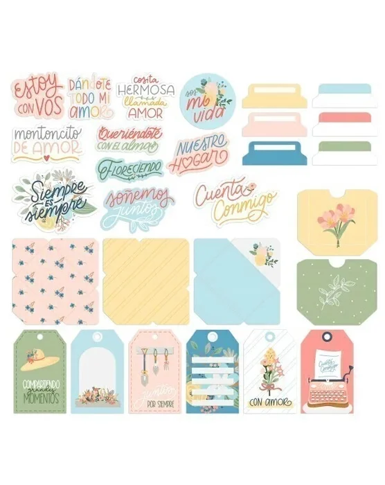 Die Cuts Frases, Sobres Y Tags Cuenta Conmigo