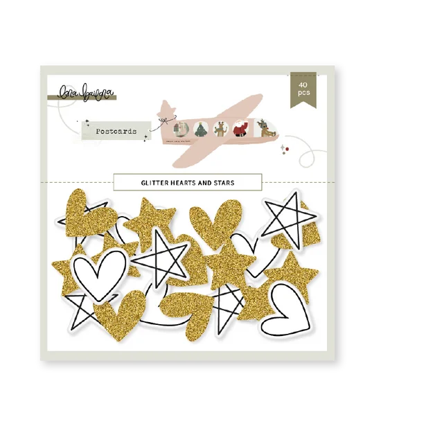 Estrellas y corazones de glitter POSTCARDS